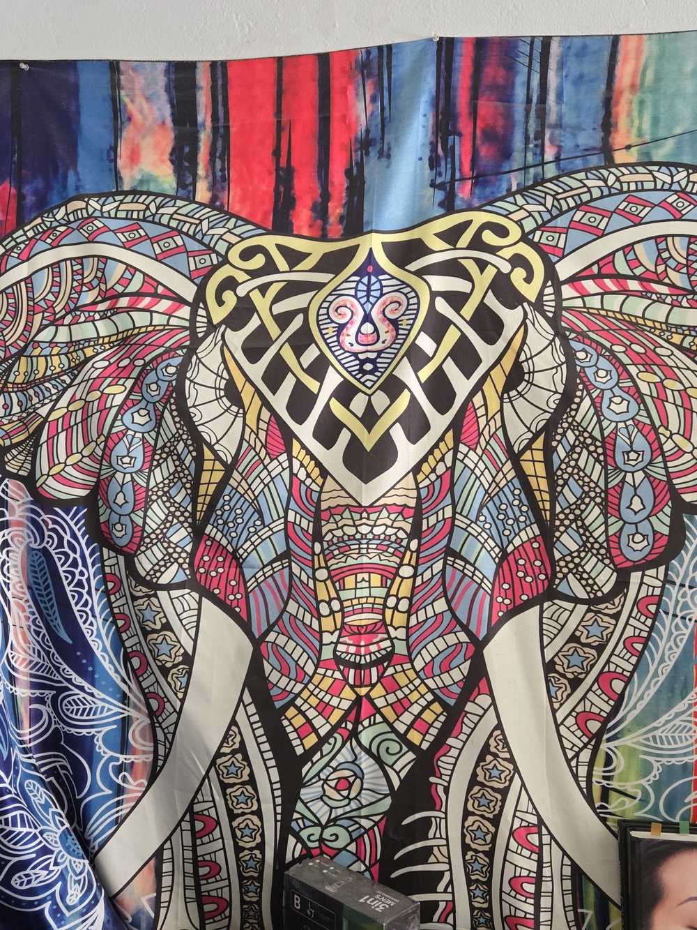 Colorful Mandala And Elephant Tapestry Wall Hanging